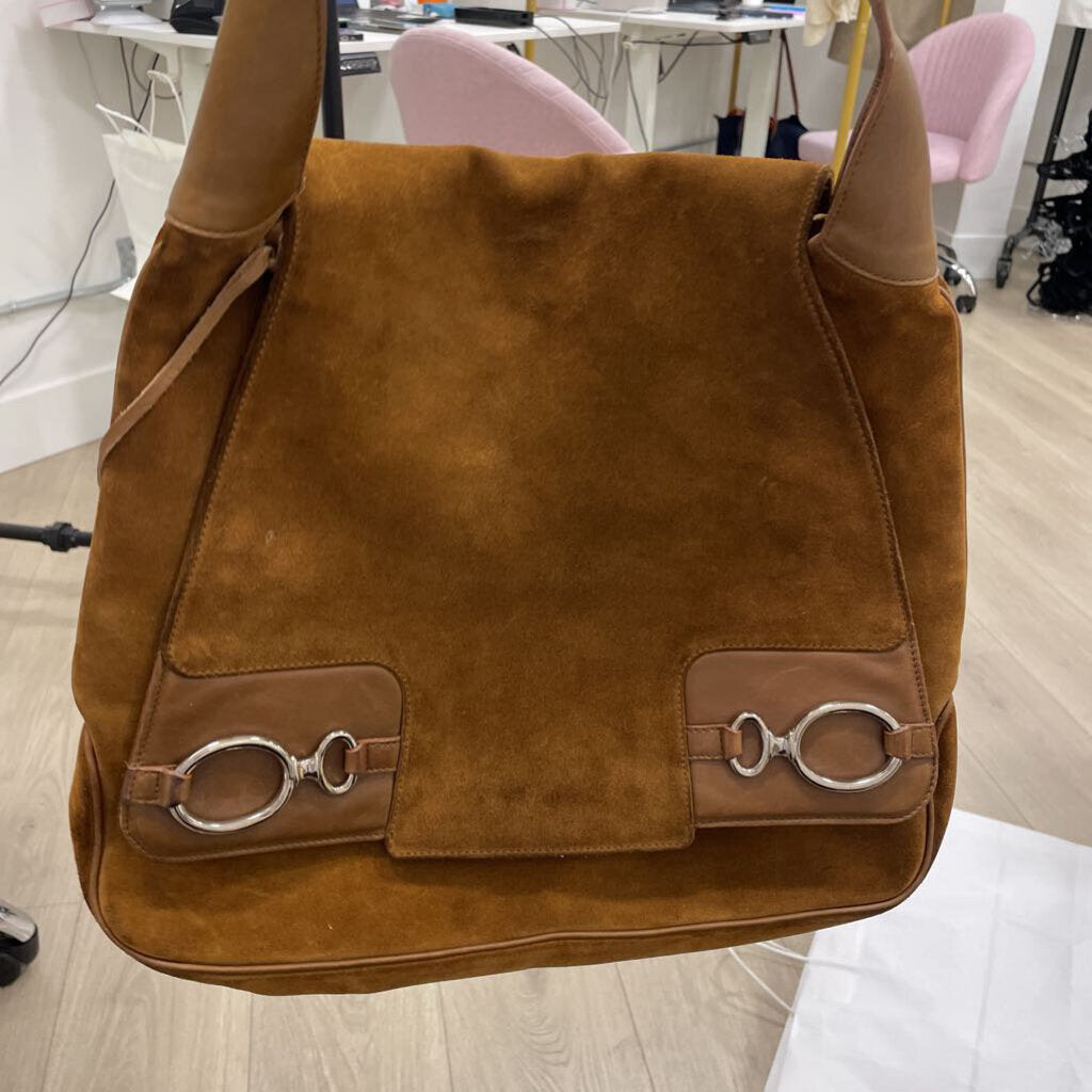 Vintage Brown Suede Shoulder Bag