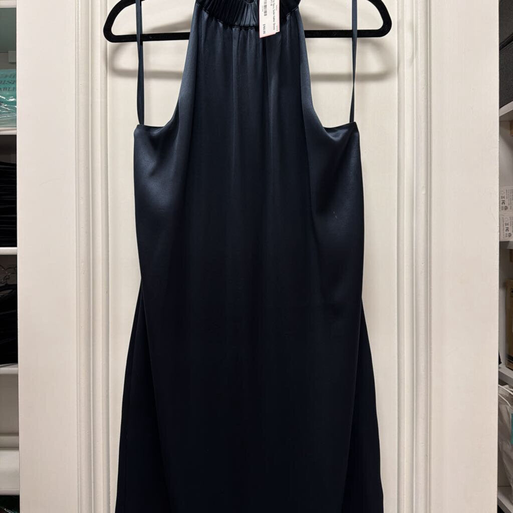 Navy Satin Halter Dress (NWT)
