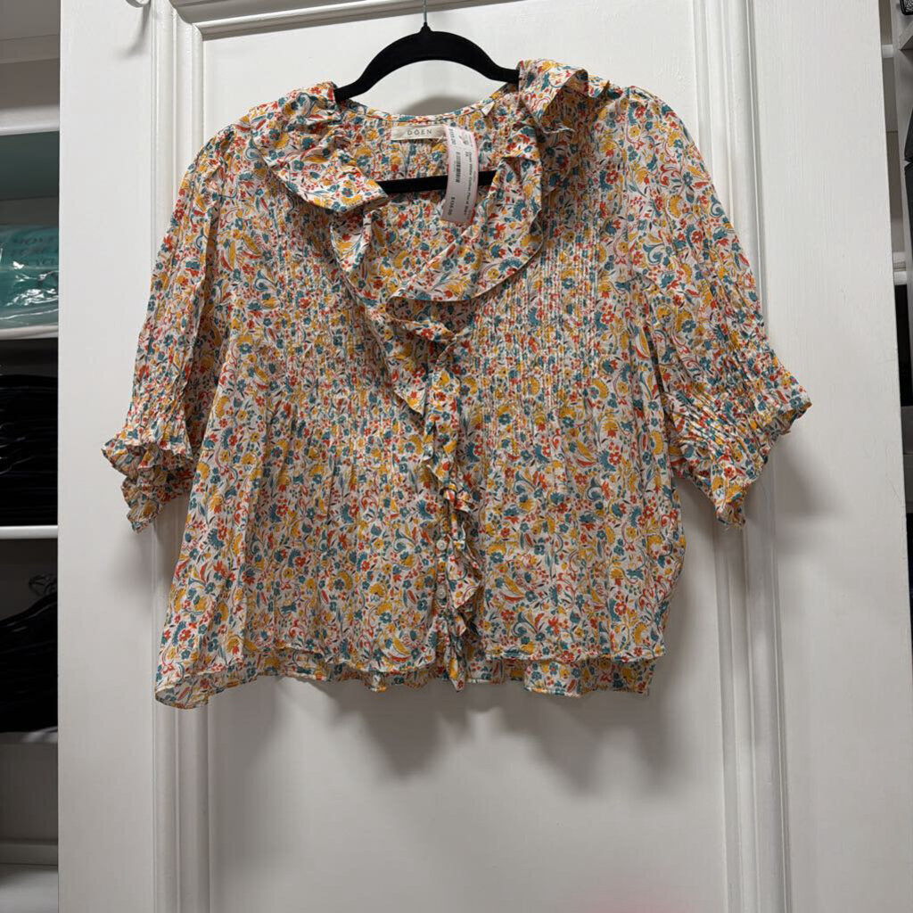 White Cotton Floral Shirt
