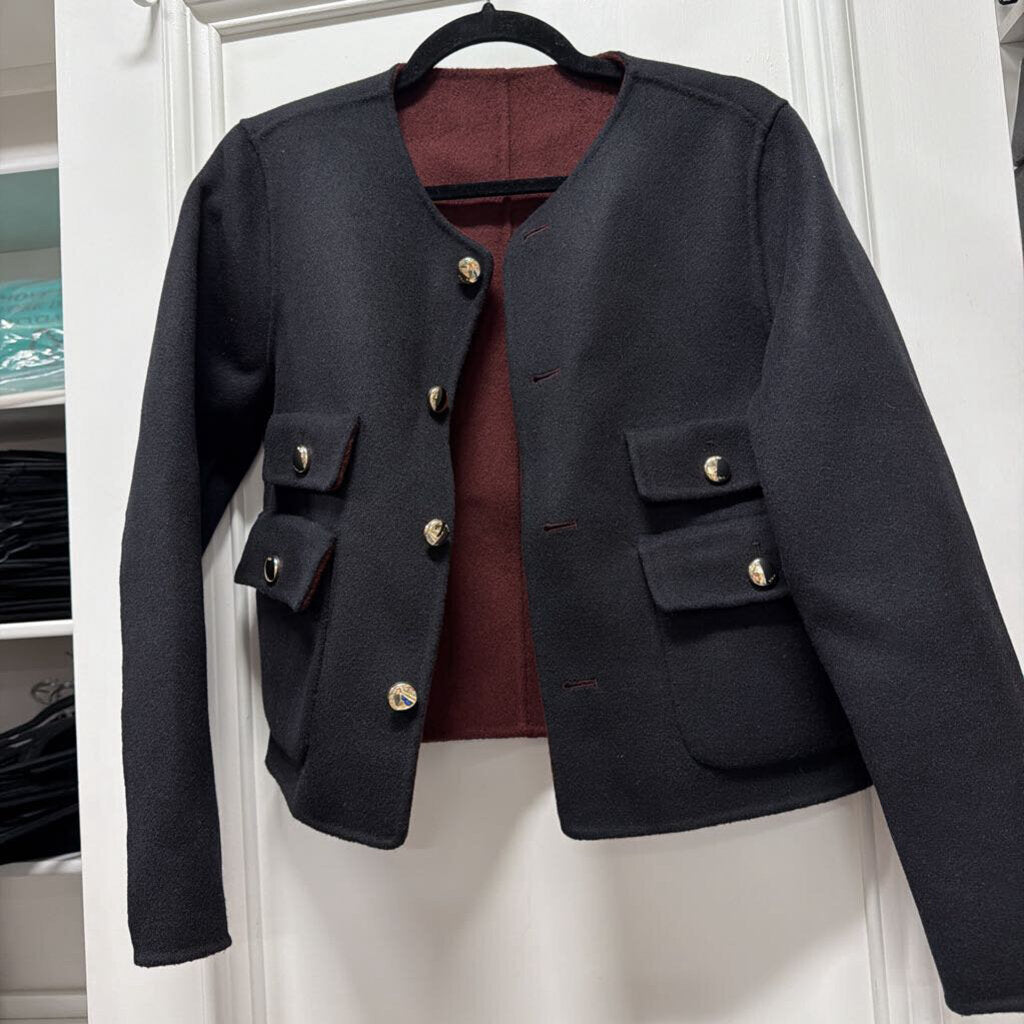 Maroon/Black Wool Reversible Jacket