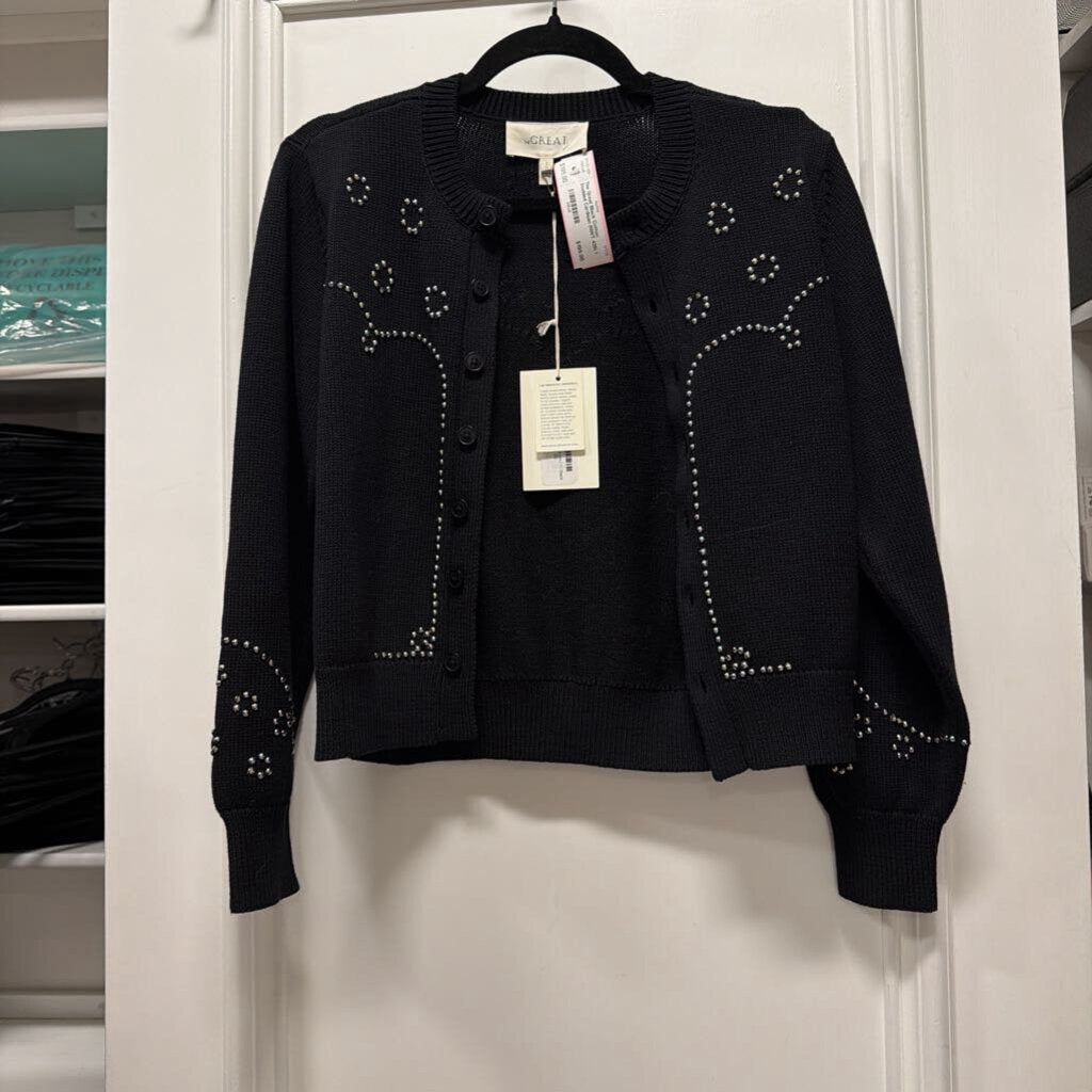 Black Cotton Studded Cardigan (NWT 425)
