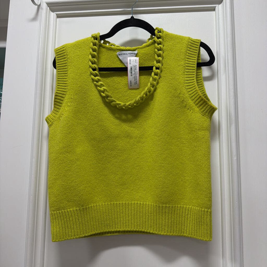 Green Chain-Link Detail Knit Sweater Vest (as is)