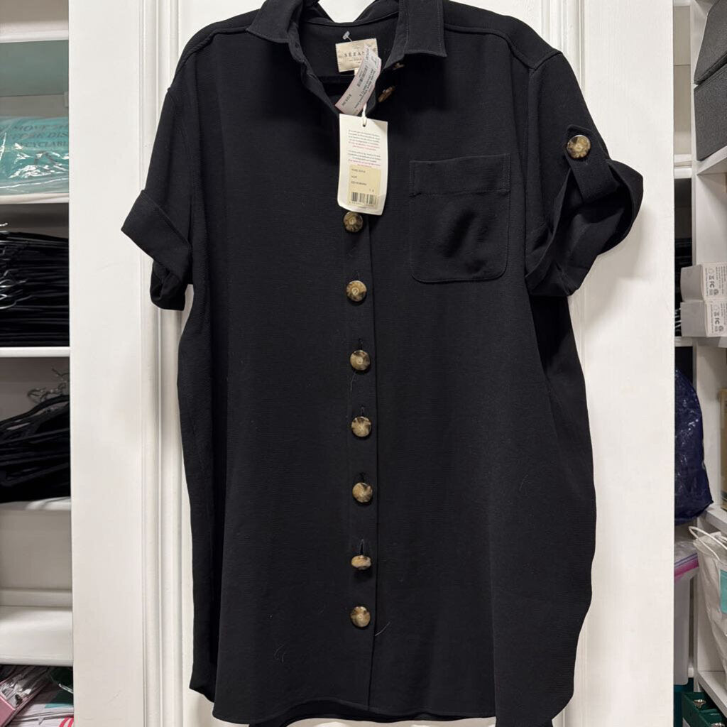 Black Viscose/Linen Shirt Dress (NWT)