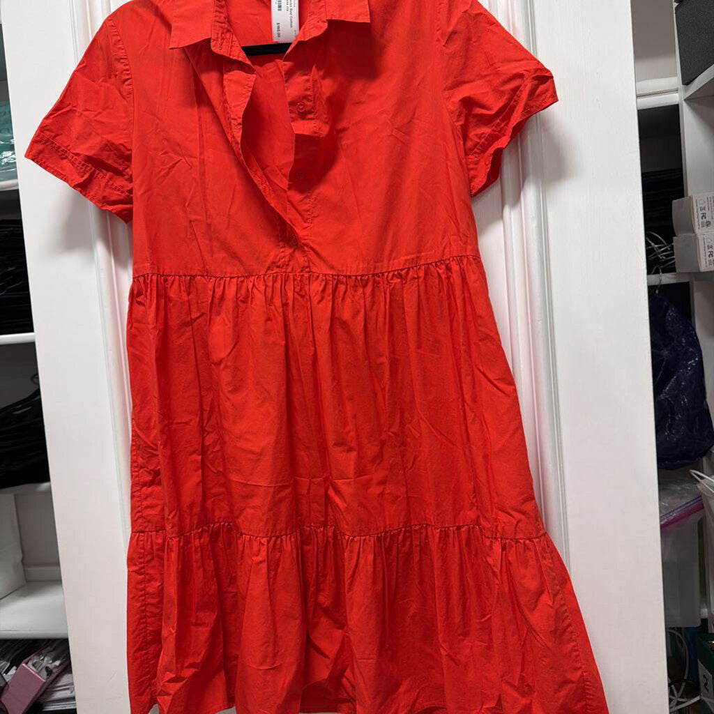 Red Cotton Tiered Dress