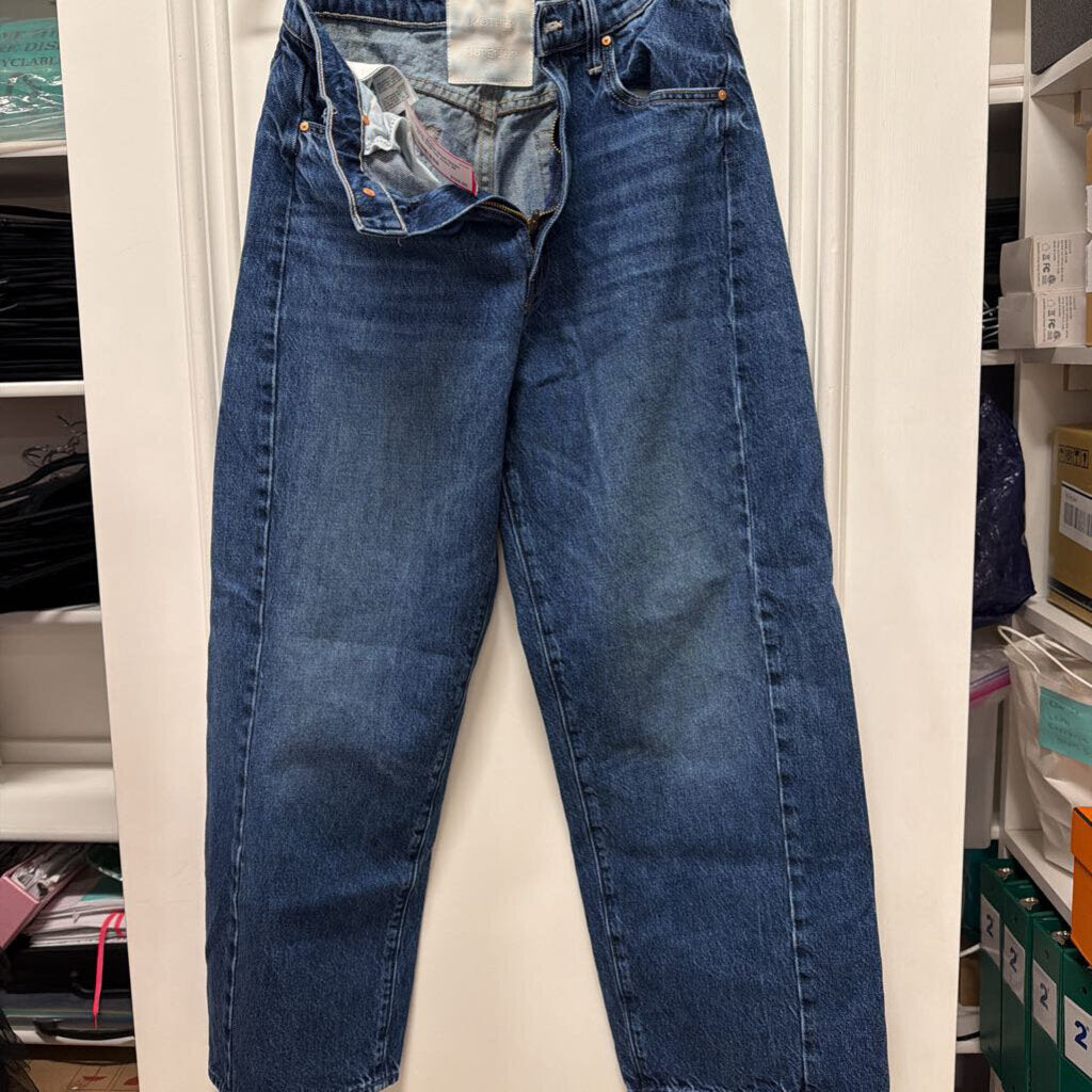 Medium Wash Denim Zip Up Wide Leg Jeans