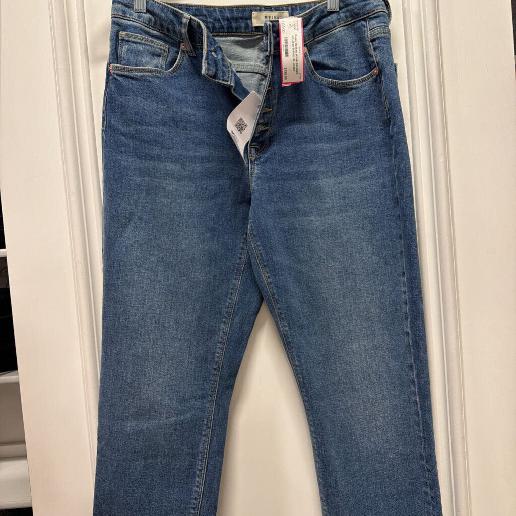 Medium Wash Straight Leg Jean Button Up Jeans (NWT)