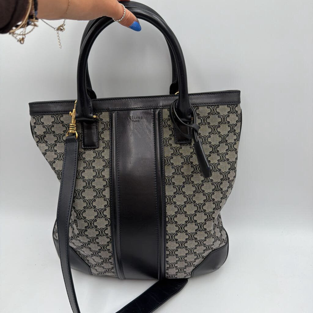 Black Macadam Canvas/Leather Shoulder Bag