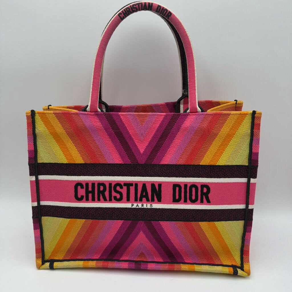 Pink & Yellow Canvas Book Tote