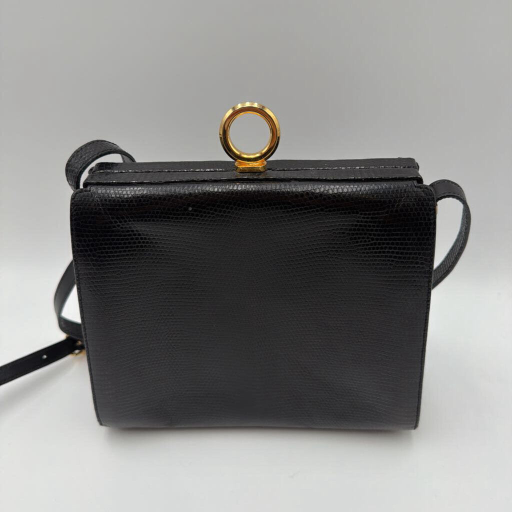 Black Lizard Crossbody Bag
