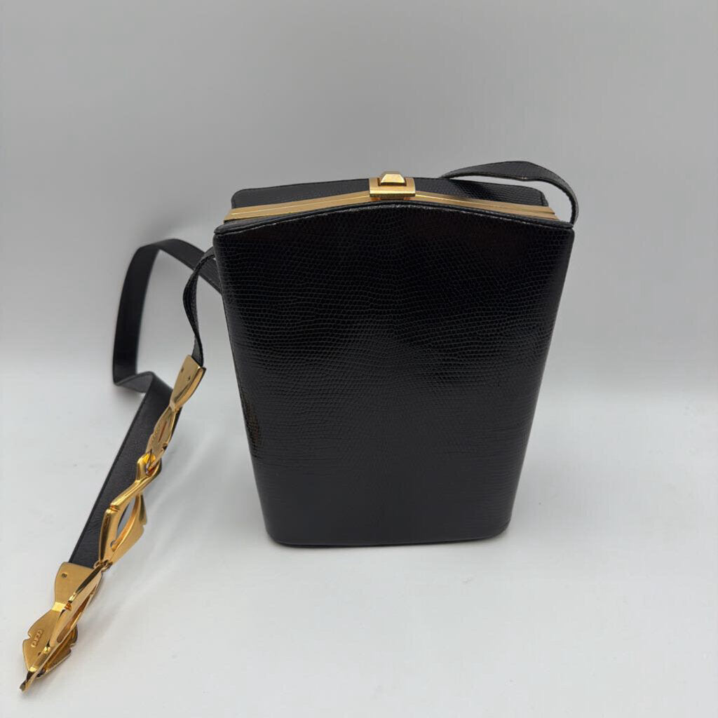 Black Lizard Crossbody Bag
