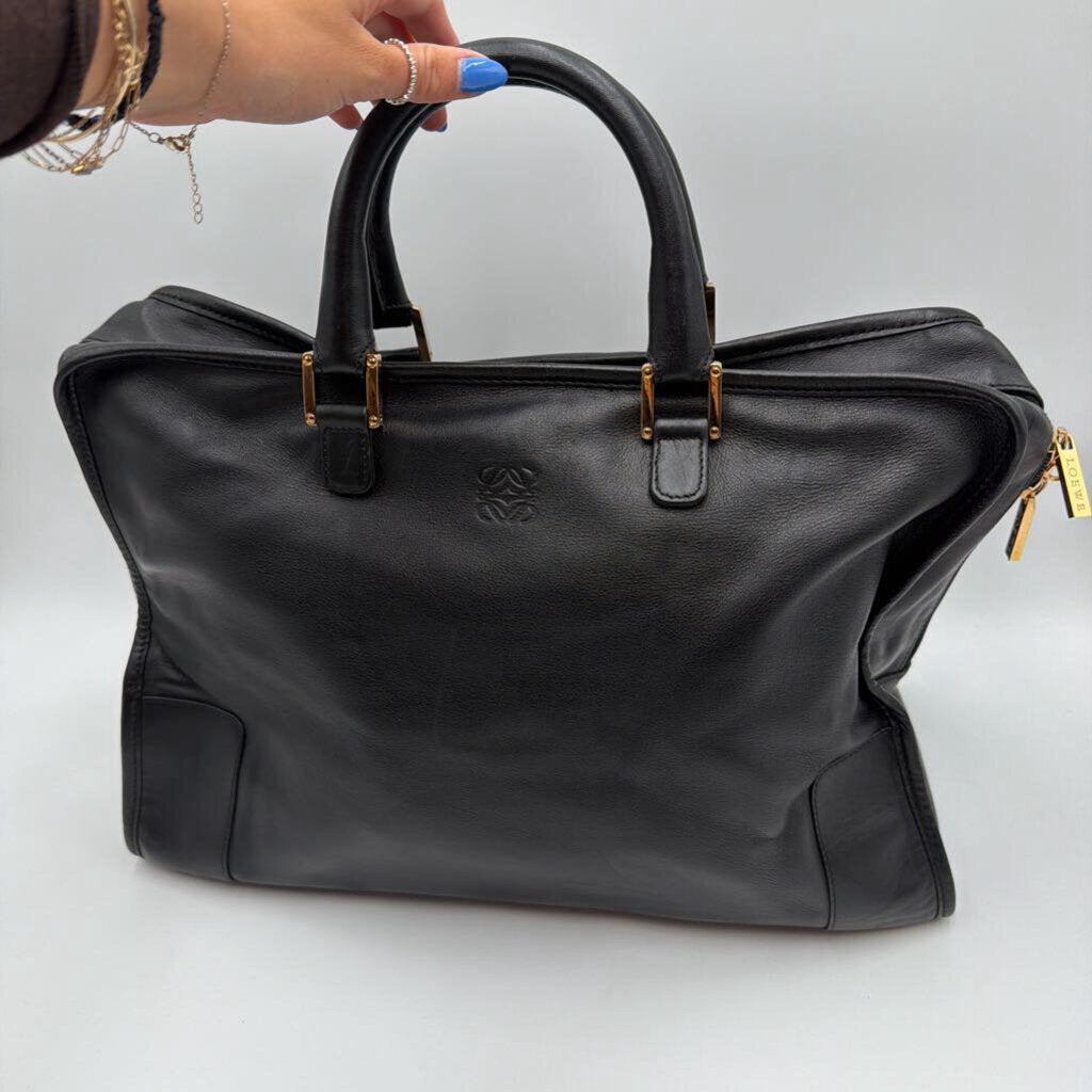 Black Leather Top Handle Bag