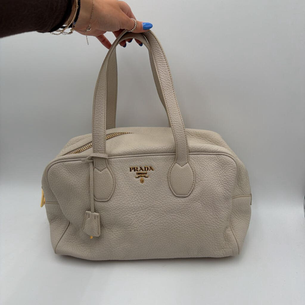 Cream Leather Bowler Bag