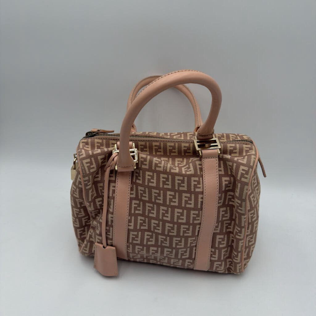 Peach Canvas/Leather Boston Bag