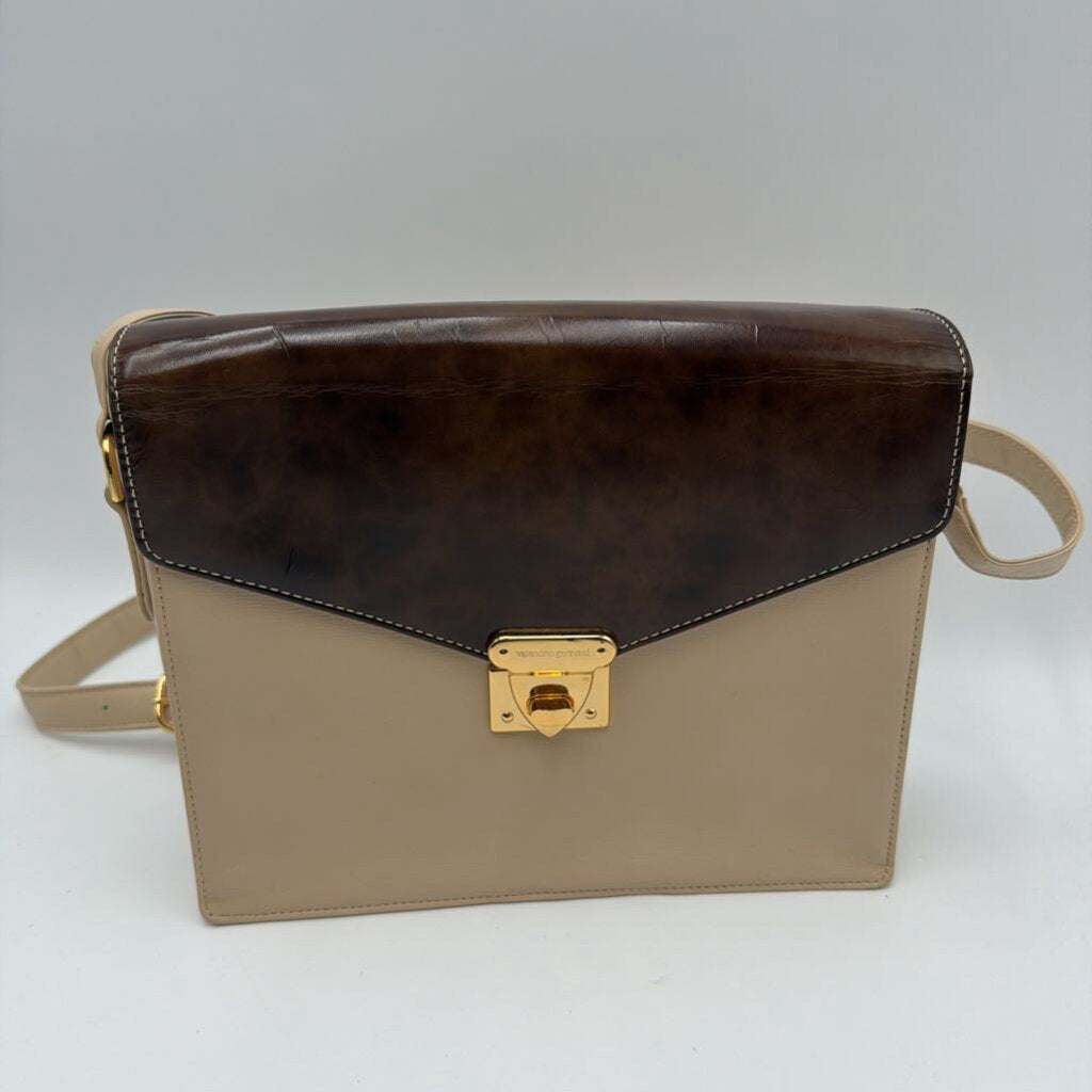 Cream & Brown Leather Shoulder Bag