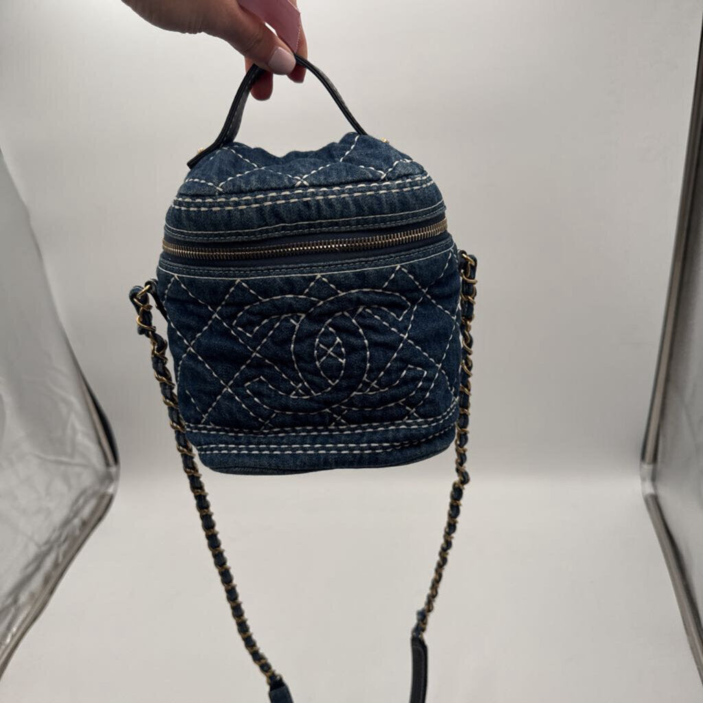 Denim Contrast Stitch Vanity Bag