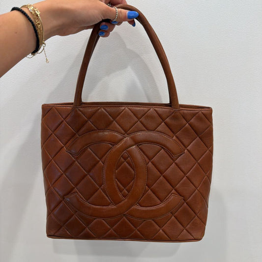 Brown Caviar Medallion Shoulder Bag