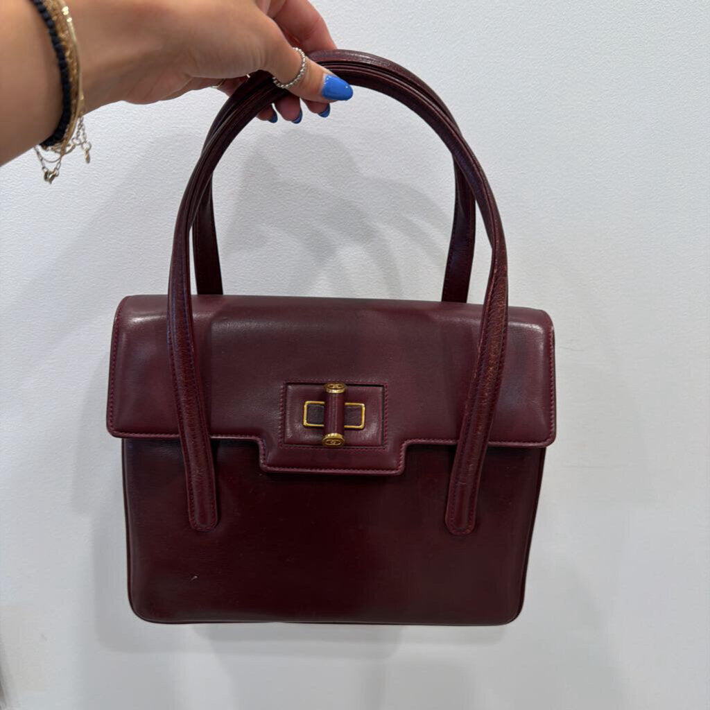 Brown Leather Top Handle Bag