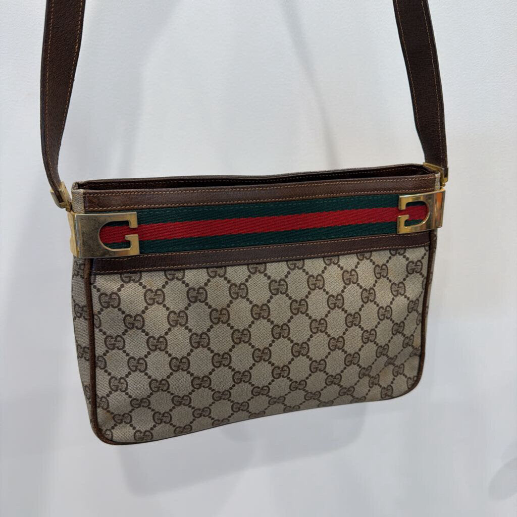Monogram Striped Shoulder Bag