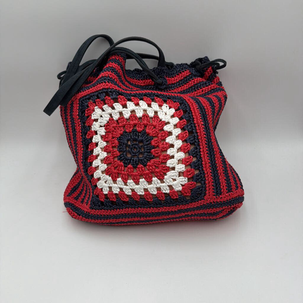 Red/Black/White Crochet Tote