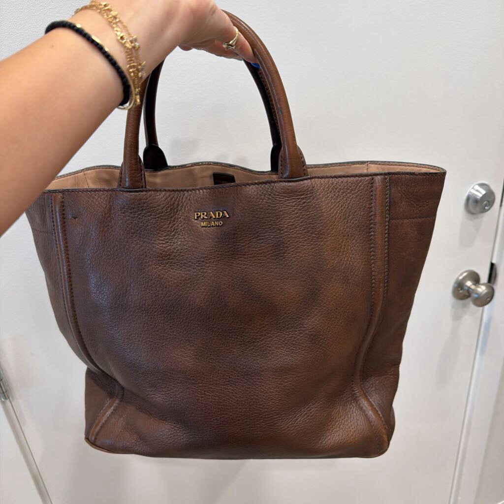 Gray Leather Tote Bag