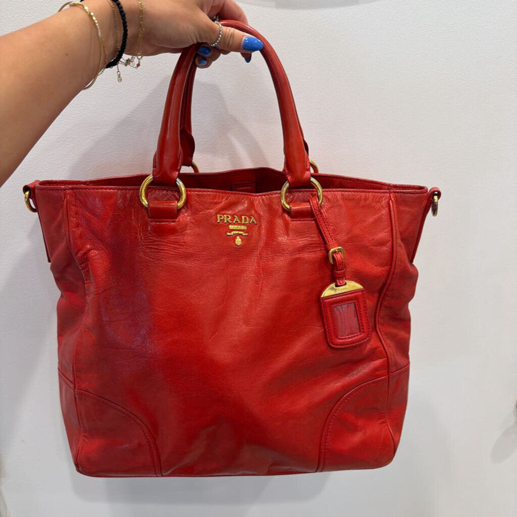 Red Leather Tote Bag