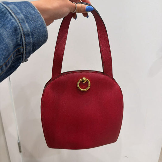 Red Leather Top Handle Satchel Bag