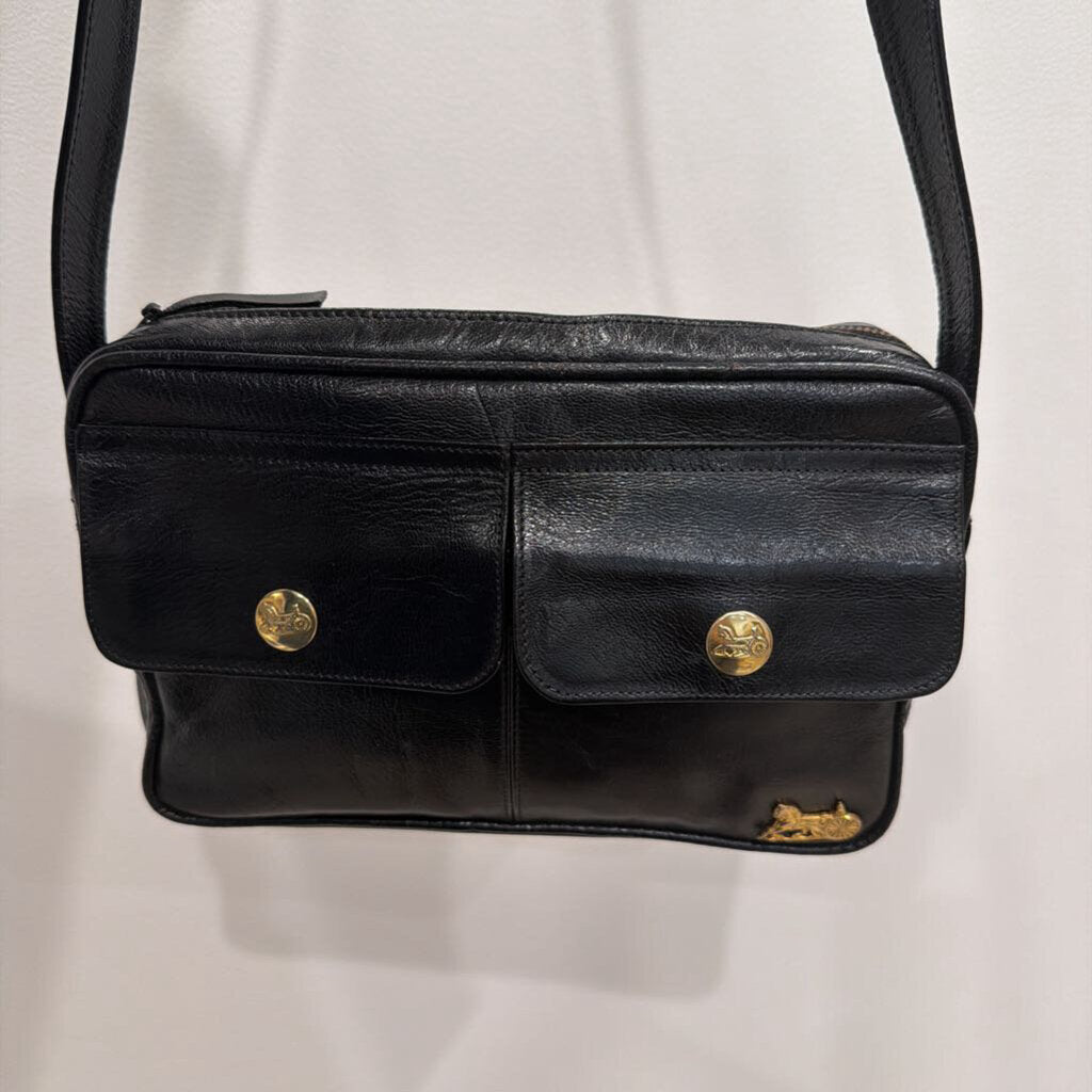 Black Leather Pocket Camera Bag