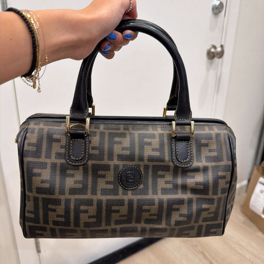 Brown & Black Zucca Boston Bag