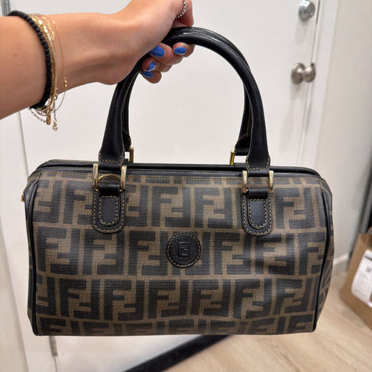 Brown & Black Zucca Boston Bag