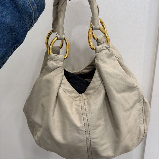 Cream Leather Shoulder Bag