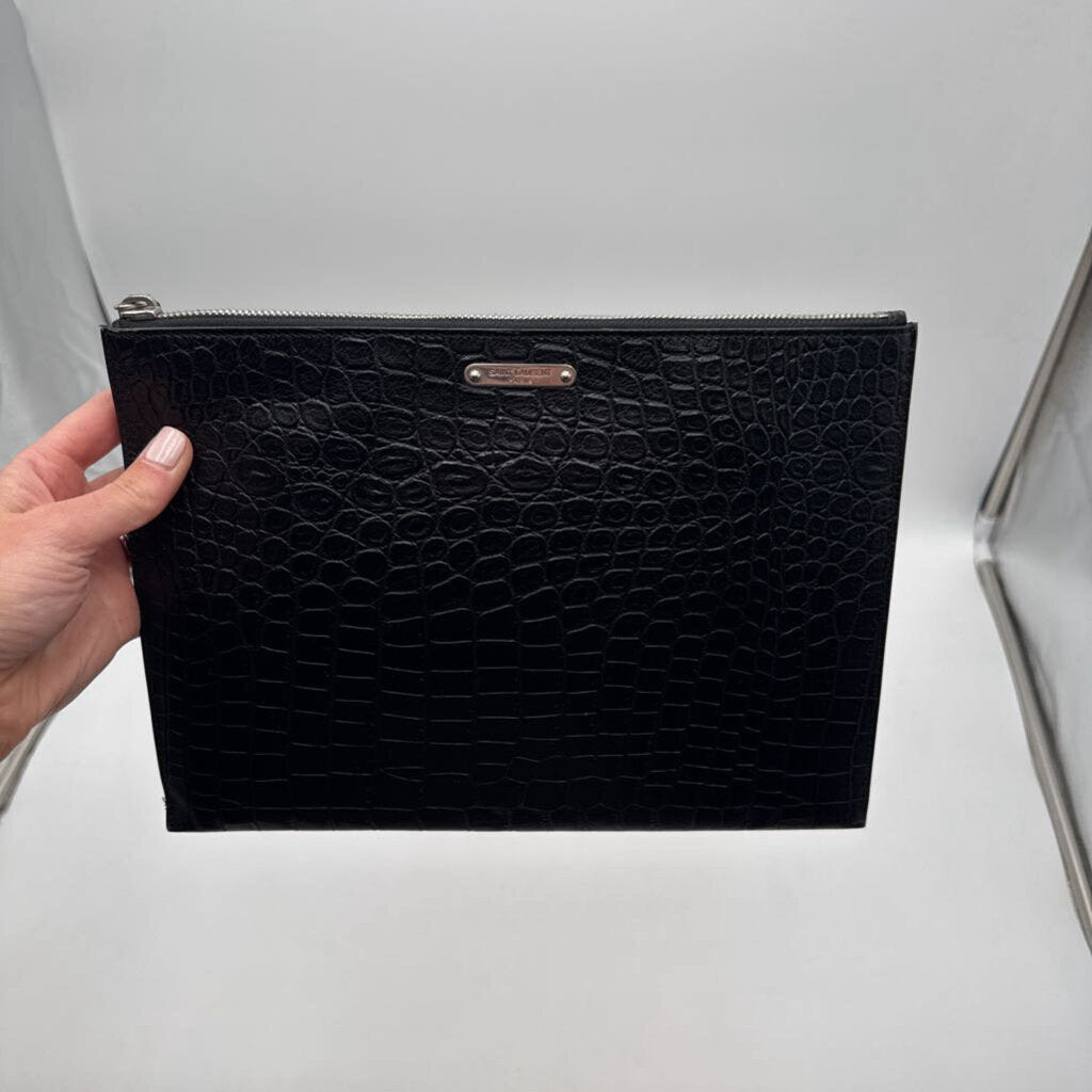 Black Croc Embossed Clutch