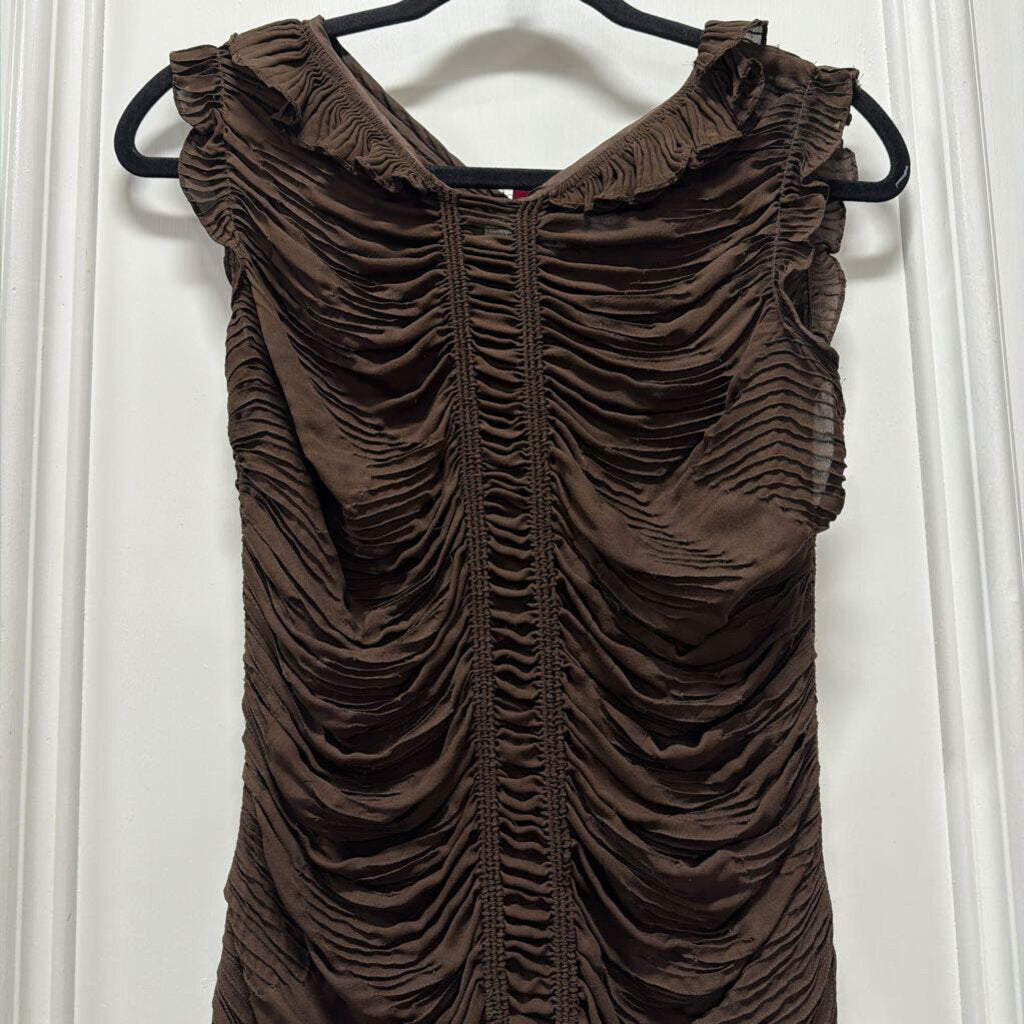 Vintage Brown Ruched Top