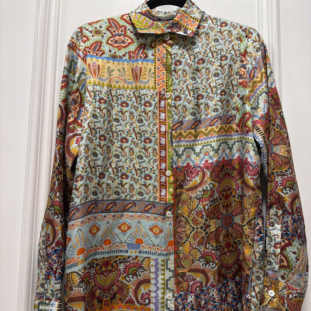 Paisley Floral Silk Button Up Shirt
