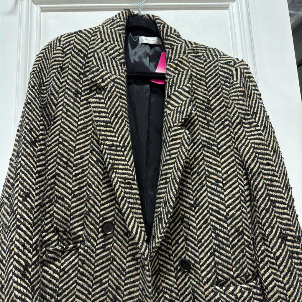 Black/Beige Cotton Herringbone Blazer