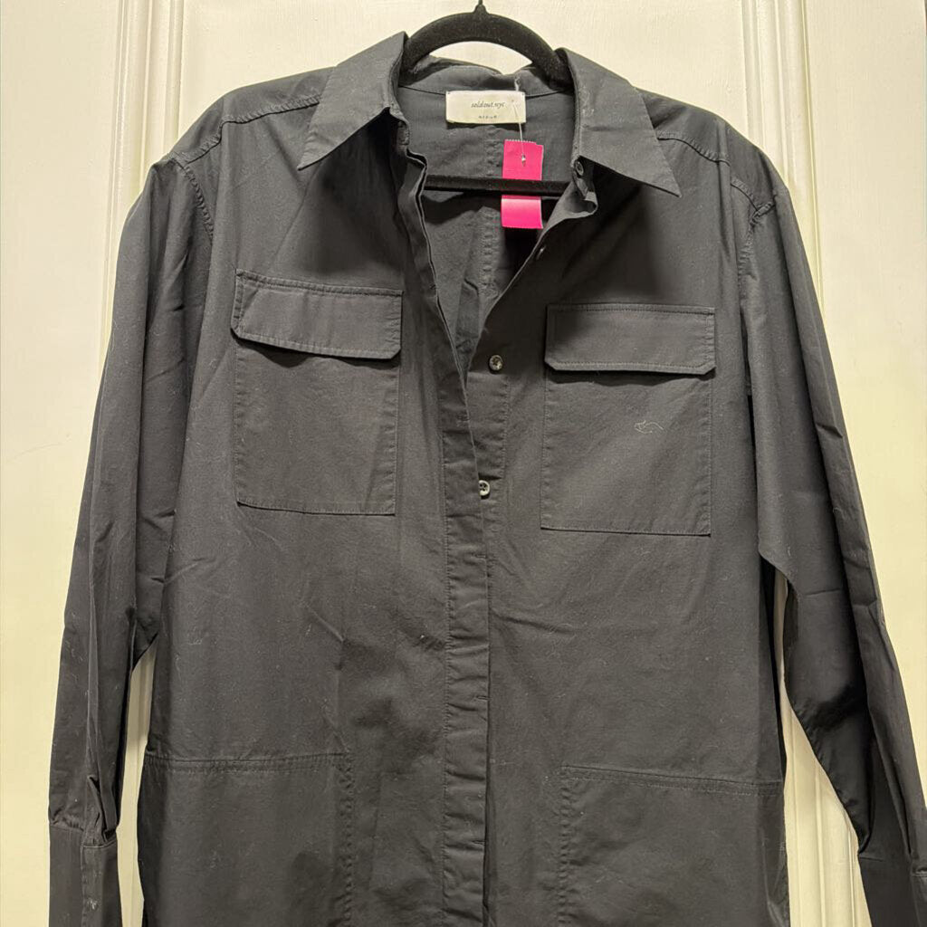 Black Cotton Shirt Dress