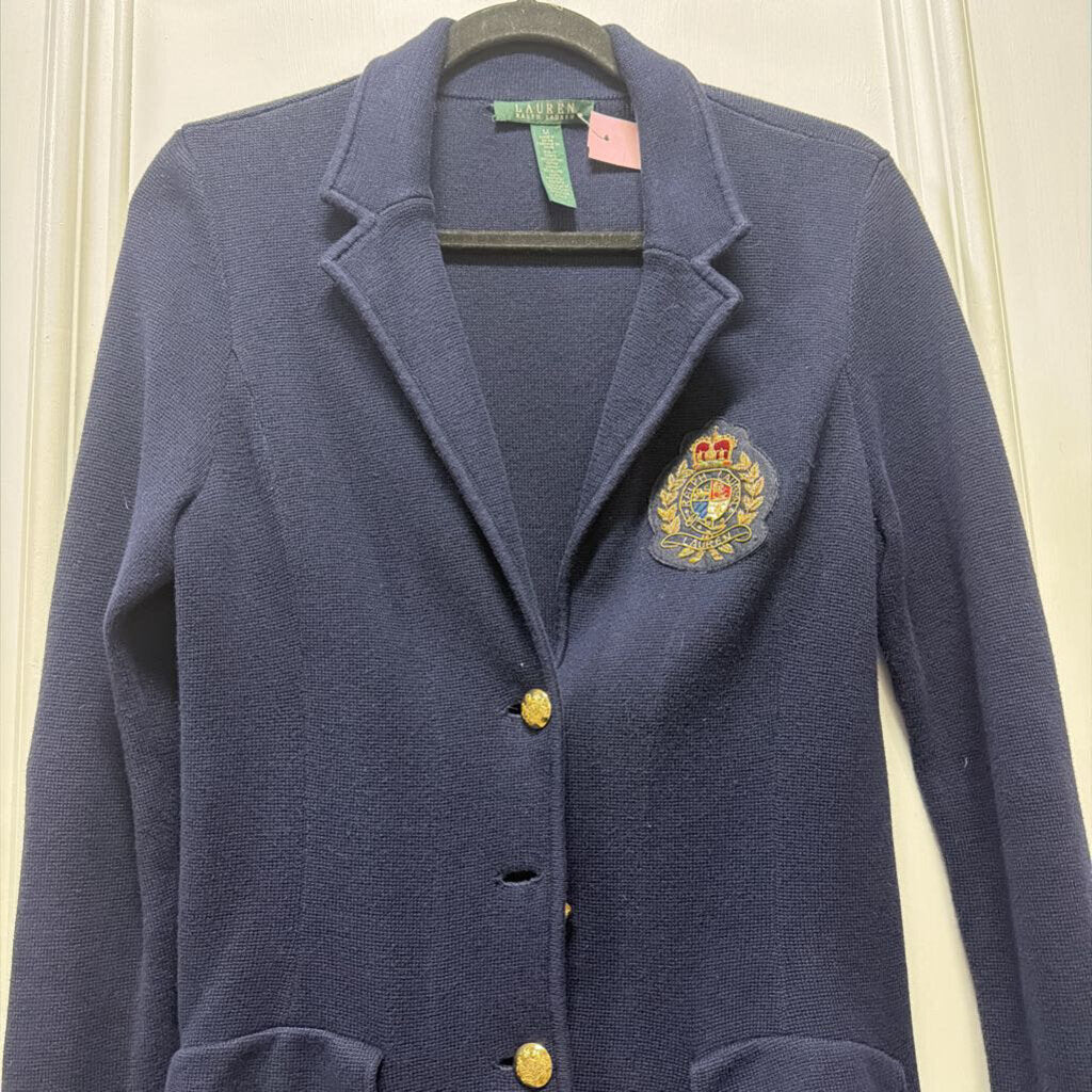 Navy Cotton Knit Blazer