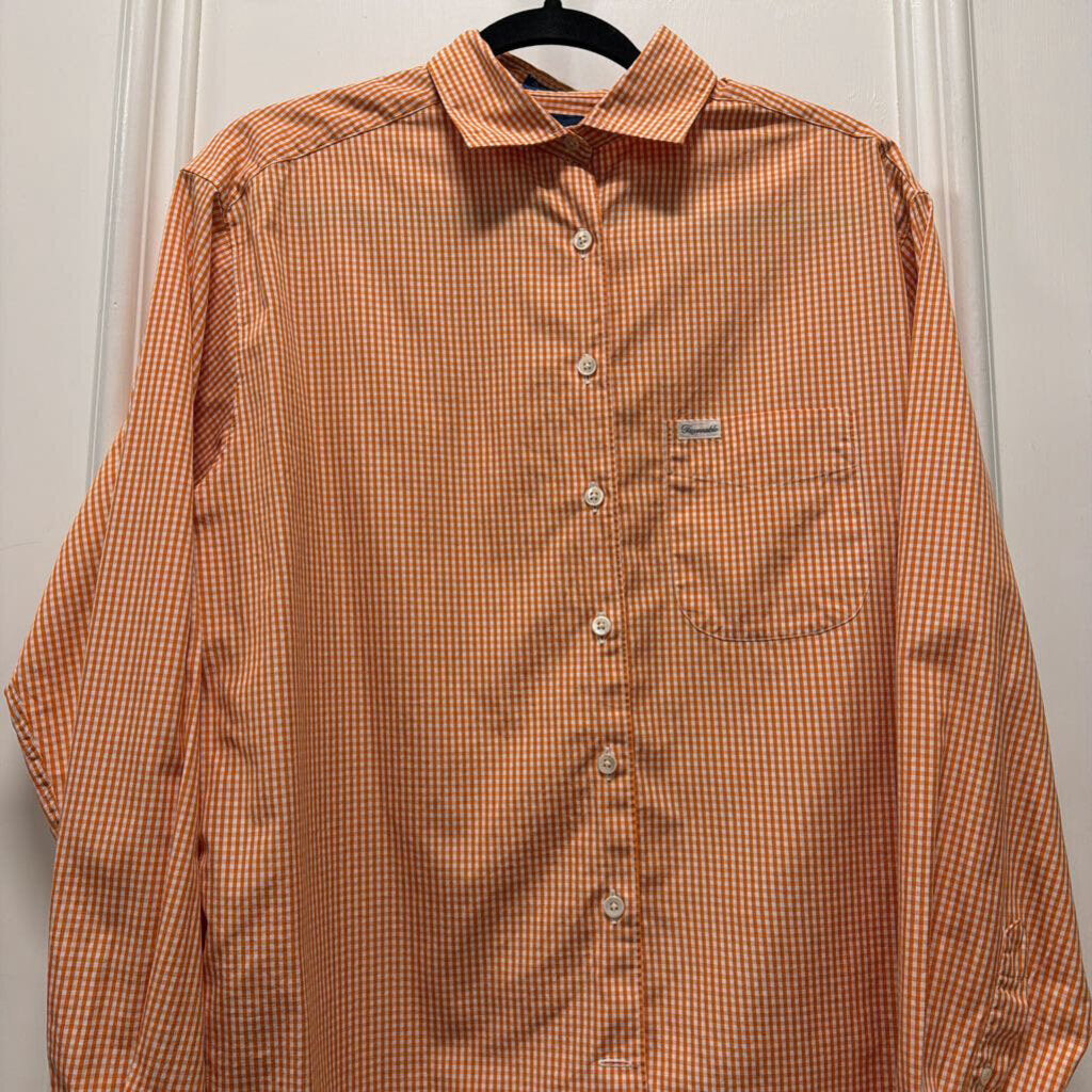 Orange/White Gingham Cotton Shirt