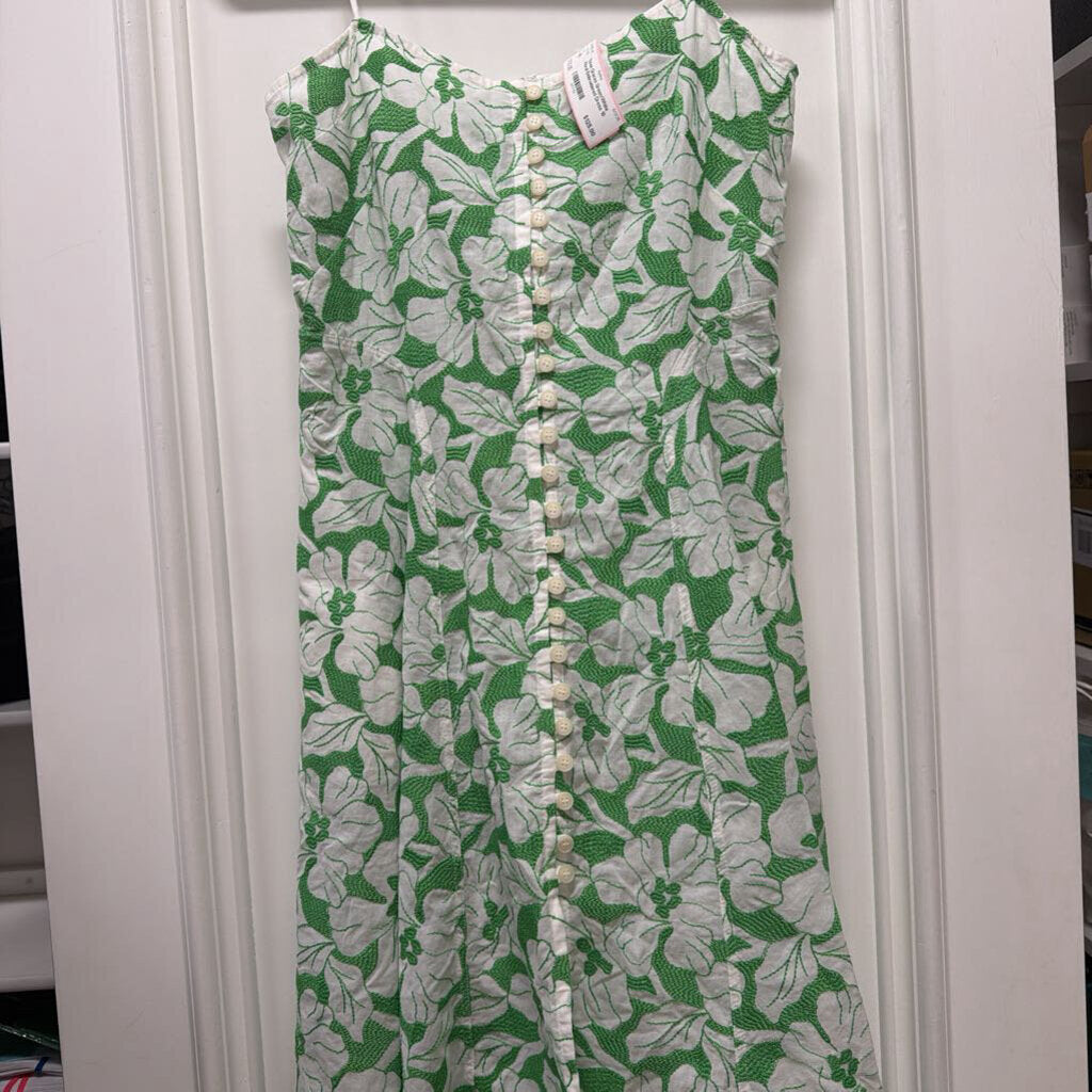 Green/White Floral Embroidered Dress
