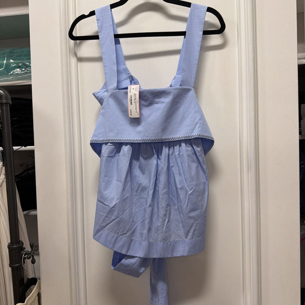 Blue Cotton Poplin Tie-Back Tank
