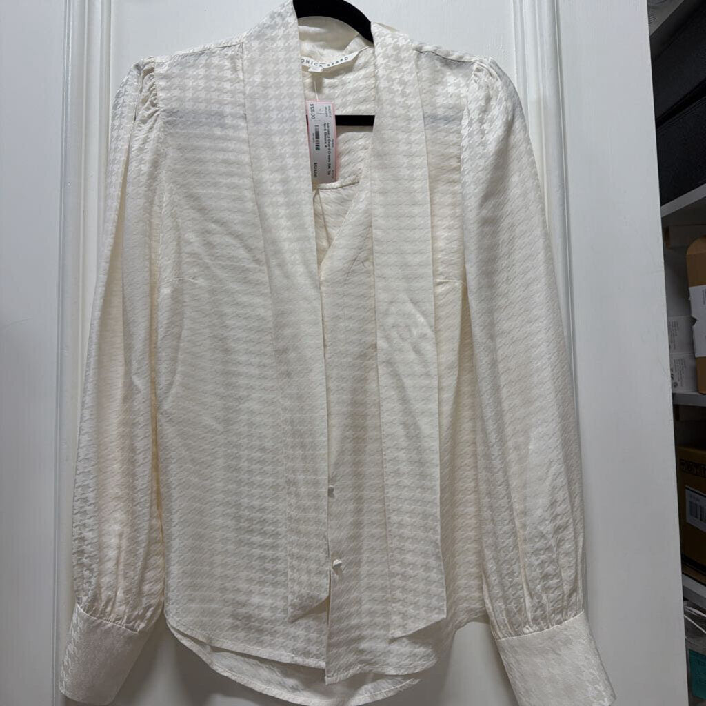Cream Silk Tie Neck Blouse