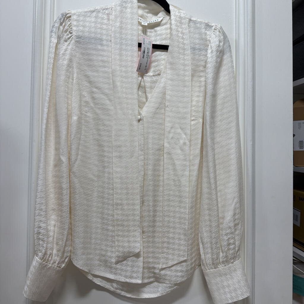 Cream Silk Tie Neck Blouse