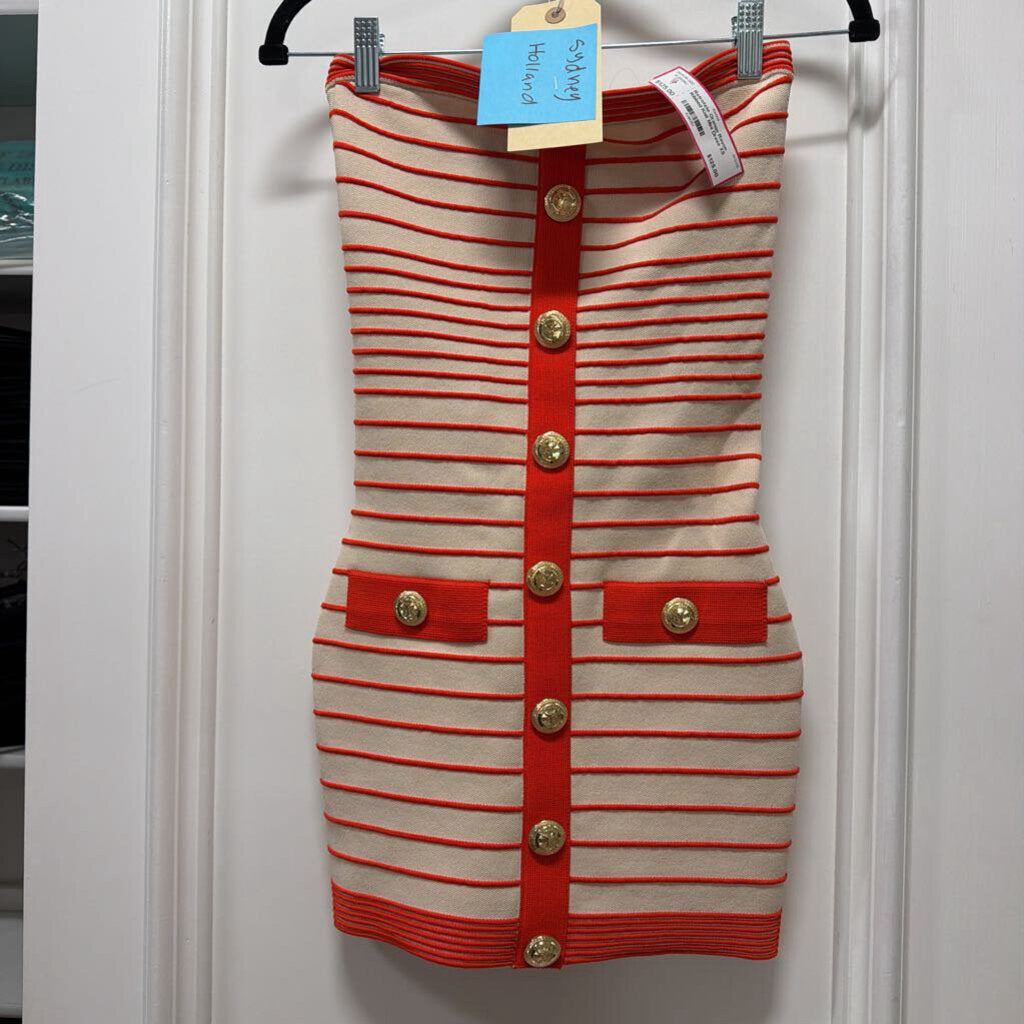 Orange Rayon Ribbed Knit Mini Dress