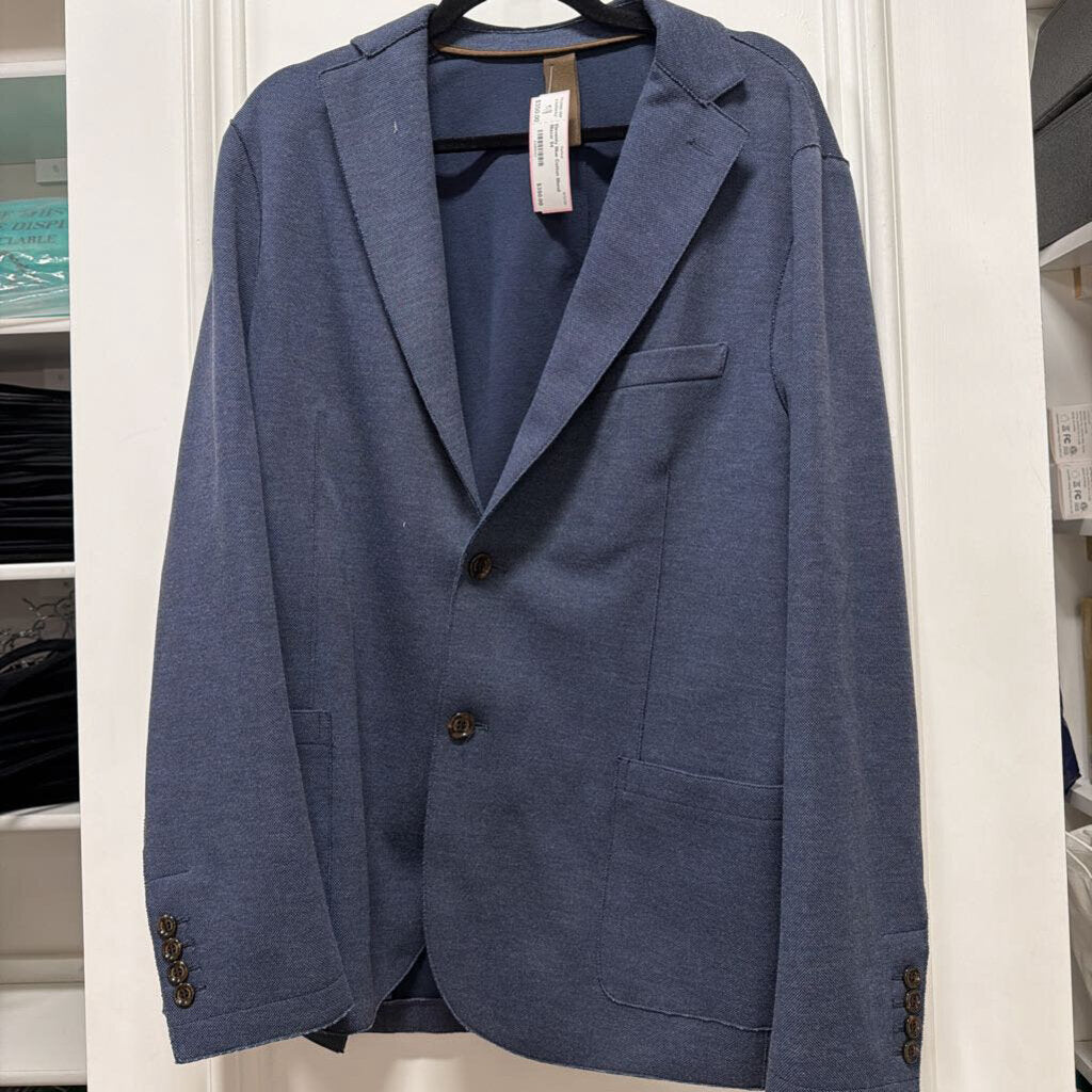 Blue Cotton Blend Blazer