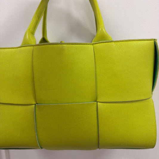 Green Leather Small Arc Tote Bag