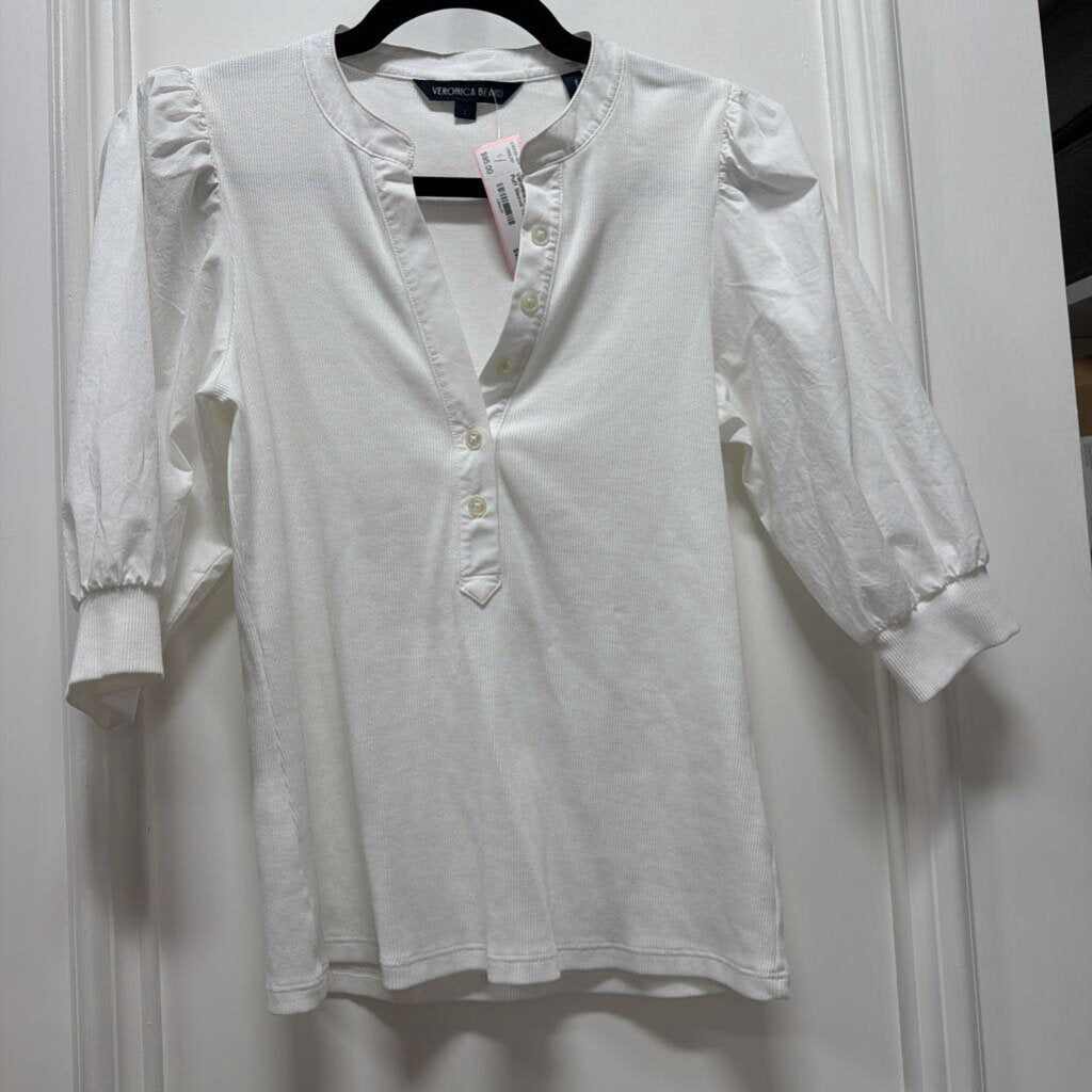 White Cotton Puff Sleeve Tee