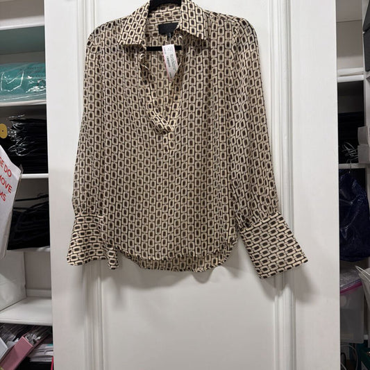 Brown/Cream Silk Chain Link Blouse
