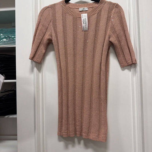 Pink Cotton/Linen/Silk Sequin SS Sweater