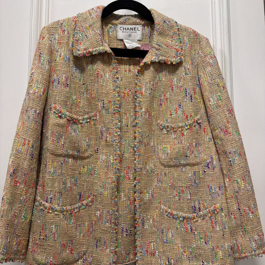 98C Multicolor Tweed Poly/Cotton Open Jacket
