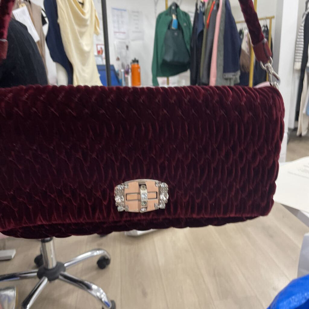 Burgundy Velvet Crystal Embellished Bad