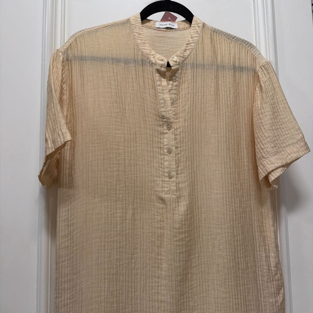 Beige Rayon/Lyocell/Nylon Shirt Dress